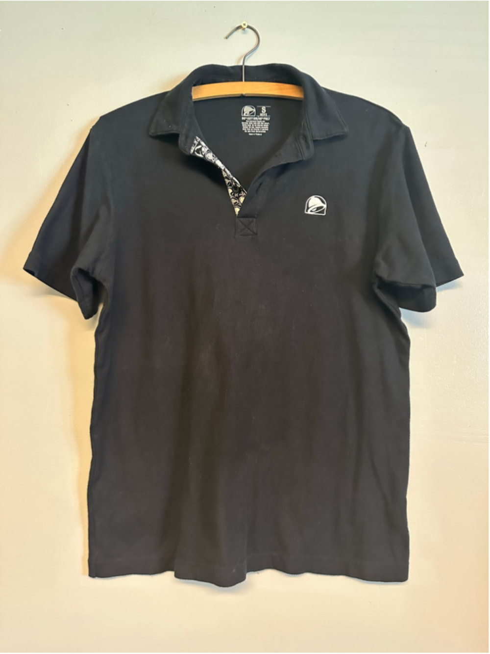 Taco Bell Polo Shirt Size Small Black White Logo